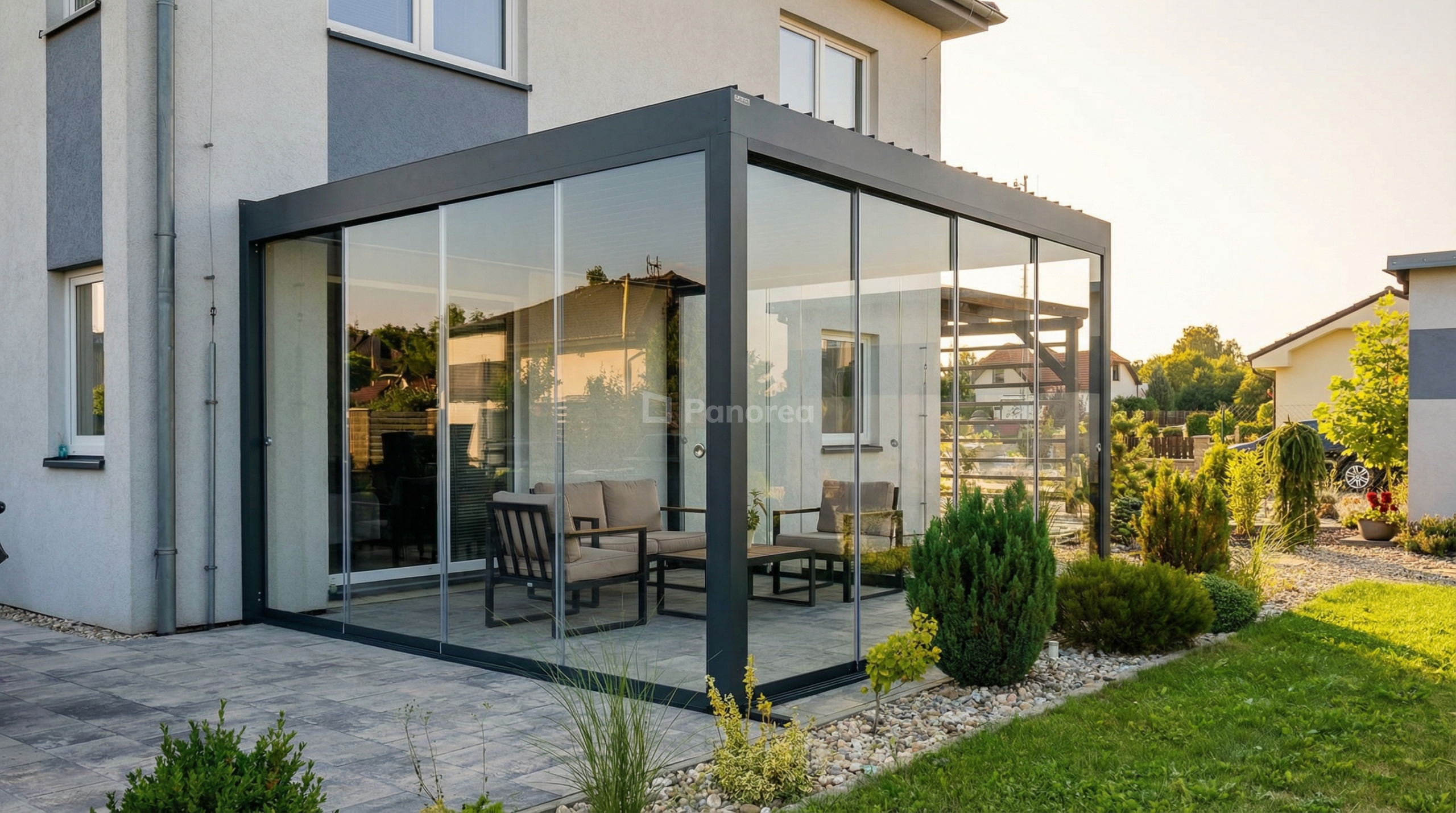 KAYA FROZEN | Bioklimatická pergola s bočným posuvným zasklením – Obrázok 6